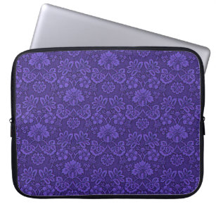 Elegant Violet Vintage Damask Pattern Laptop Sleeve