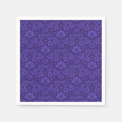 Elegant Violet Vintage Damask Pattern Napkins
