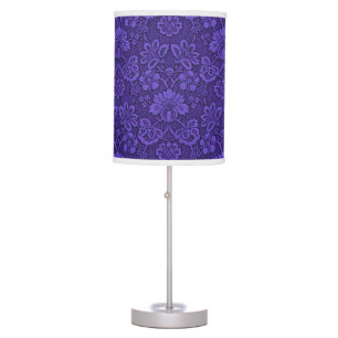 Elegant Violet Vintage Damask Pattern Table Lamp