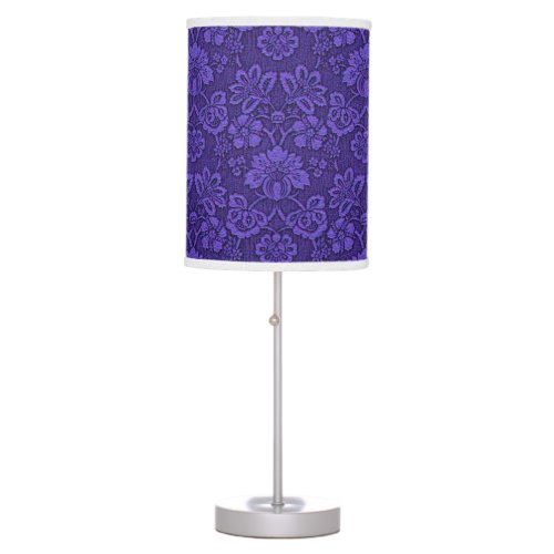 Elegant Violet Vintage Damask Pattern Table Lamp
