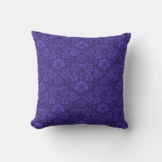 Elegant Violet Vintage Damask Pattern Throw Pillow (Front)