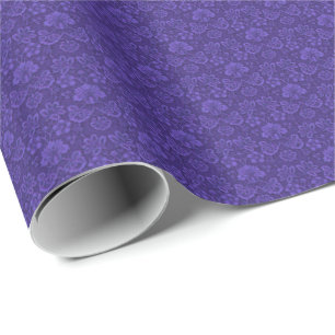Elegant Violet Vintage Damask Pattern Wrapping Paper