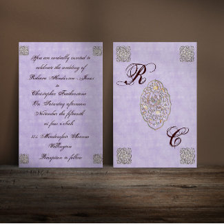 Elegant Violet Vintage Wedding Invitation