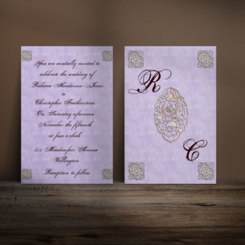Elegant Violet Vintage Wedding Invitation