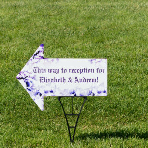 Elegant Violets Directions Yard Sign with H Frame