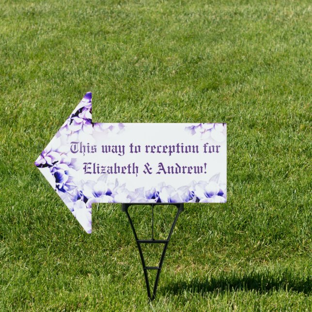 Elegant Violets Directions Yard Sign with H Frame (Insitu)