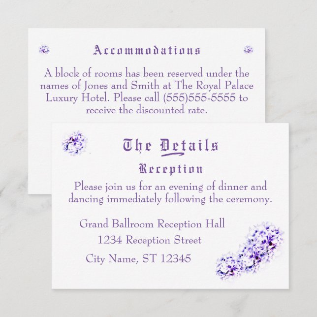 Elegant Violets Enclosure Card (Front/Back)