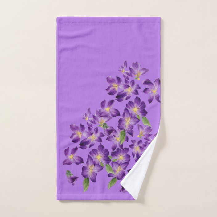 Elegant Violets Floral Purple Hand Towel