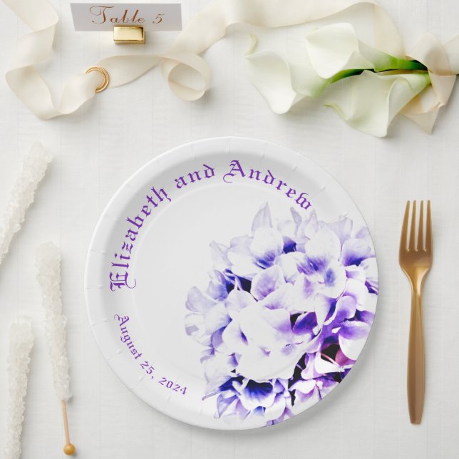 Elegant Violets  Paper Plates (Wedding)
