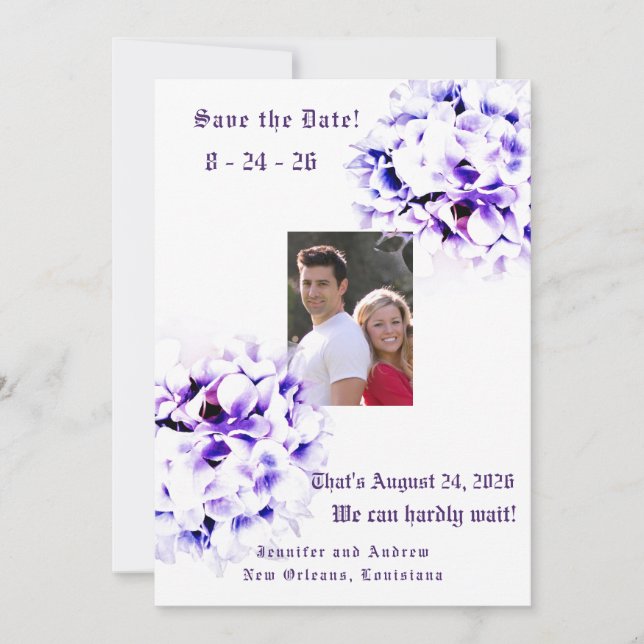 Elegant Violets Save the Date (Front)