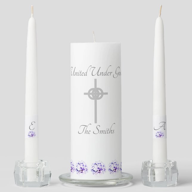 Elegant Violets Unity Candle Set (Front)