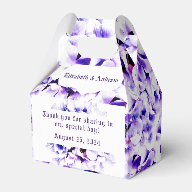 Elegant Violets Wedding Favor Boxes (Front Side)