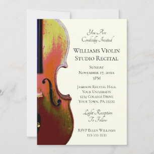 Elegant Violin Music Recital Concert Classic Ivory Invitation