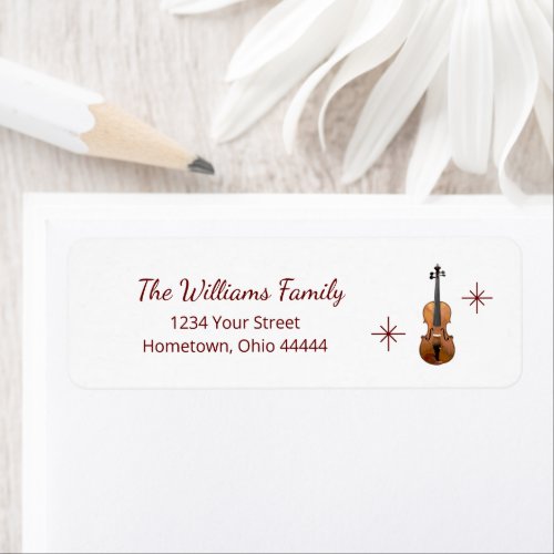 Elegant Violin Musical Christmas Return Address Label