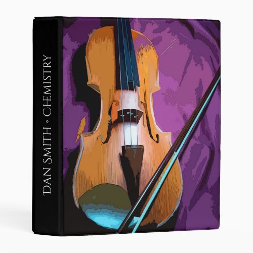 Elegant Violin on Purple Silk for Music Lovers Mini Binder