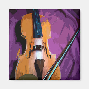 Elegant Violin on Purple Silk, Square Magnet