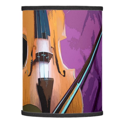 Elegant Violin on Purple Silk Table Lamp