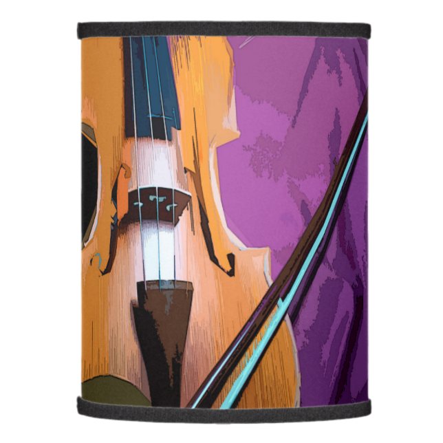 Elegant Violin on Purple Silk, Table Lamp (Left)