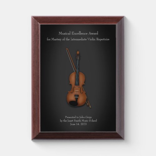 Elegant Violin Viola Music Education  Performance Award Plaque
