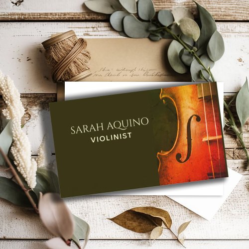 Elegant Violin Violinist Musician Music Teacher Business Card
