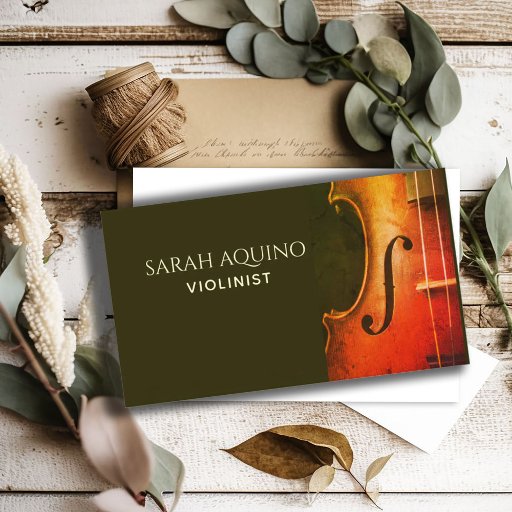 Customizable Elegant Violin Violinist Musician Music Teacher Business Card