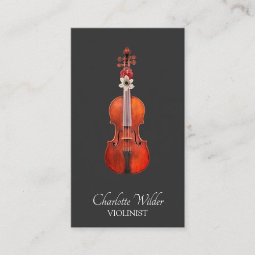 Elegant Violinist Black Business Card