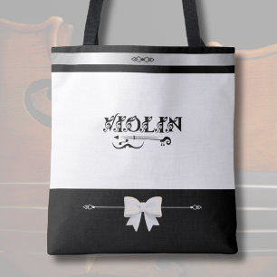 Elegant Violinist Boutique Black White Violin Tote Bag