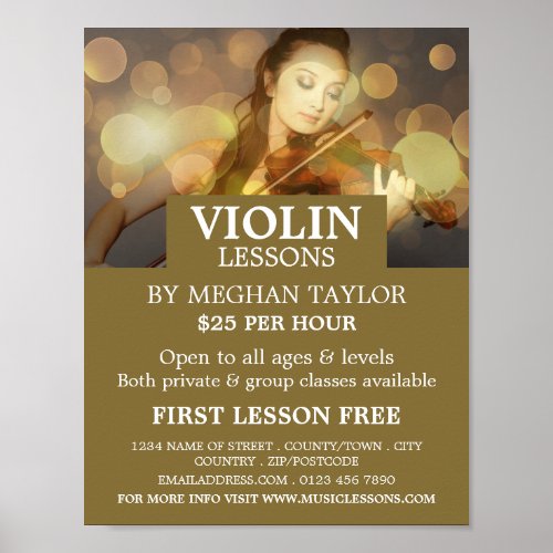 Elegant Violinist Violin Lessons Advertising Poster