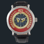 Elegant VIP Emblem Watch<br><div class="desc">For the VIP in your life,  this design features an elegant gold,  black and red graphic with a laurel wreath leafy border along the sides. The beautiful graphic courtesy of vecteezy.com/nightwolfdezines.</div>