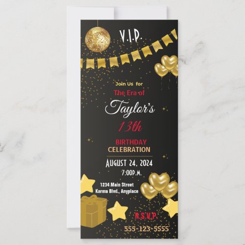 ELEGANT VIP ERA PARTY INVITE CARD