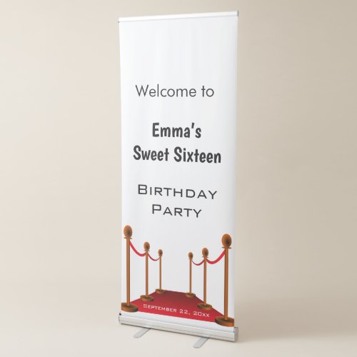 Elegant VIP Pass Welcome Red Carpet Sweet 16th   Retractable Banner