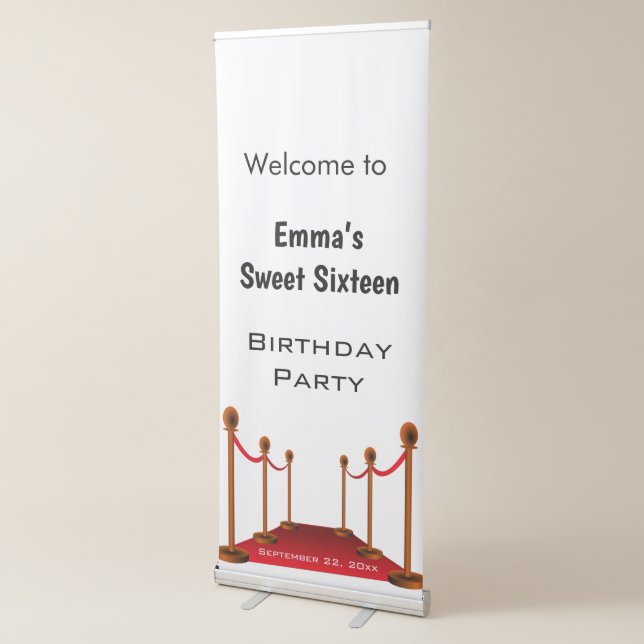 Elegant VIP Pass Welcome Red Carpet Sweet 16th   Retractable Banner (3/4)