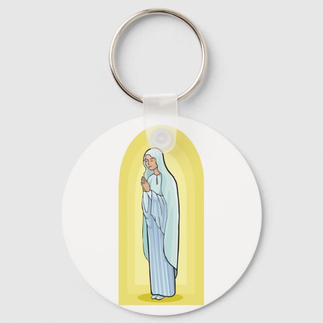 Elegant Virgin Mary Catholic Religious Keychain (Front)