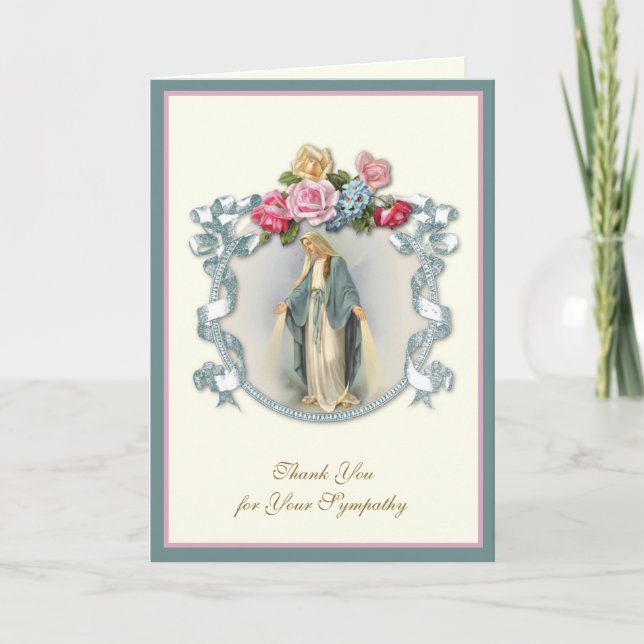 Elegant Virgin Mary Christian Condolence Thank You (Front)