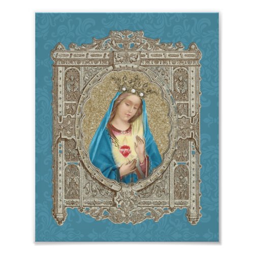Elegant Virgin Mary Immaculate Heart Religious Photo Print