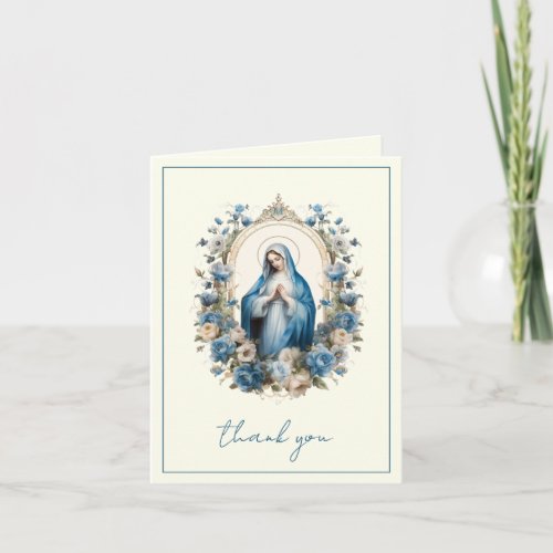 Elegant Virgin Mary Religious Catholic Floral  Holiday Card
