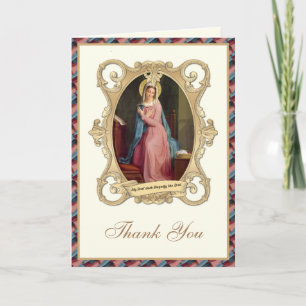 Elegant Virgin Mary Religious Catholic Floral Holiday Card