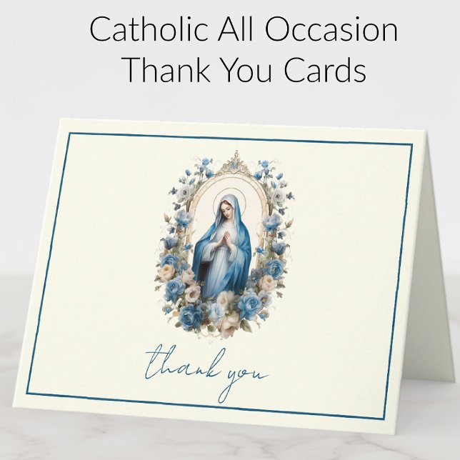 Elegant Virgin Mary Religious Catholic Floral Holiday Card (Creator Uploaded)