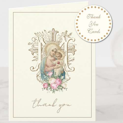 Elegant Virgin Mary Religious Catholic Floral  Holiday Card