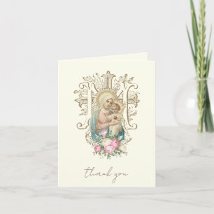 Elegant Virgin Mary Religious Catholic Floral  Holiday Card