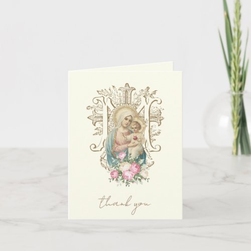 Elegant Virgin Mary Religious Catholic Floral 