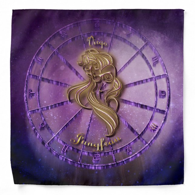Elegant Virgo Purple Zodiac Astrology Sign Bandana (Front)