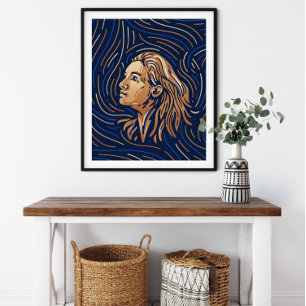 Elegant Virgo Zodiac Sign Print   Astrology Print