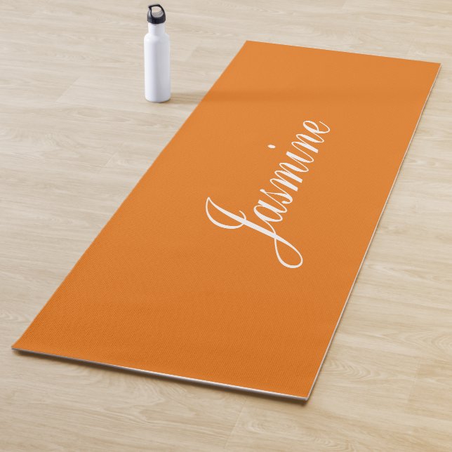 Elegant Vivid Orange Personalized Yoga Mat (In Situ)