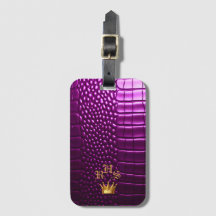 Elegant Vivid Purple Faux Crocodile Monogrammed 