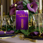 Elegant Vivid Violet Purple and Gold Wedding  Table Number