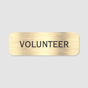 Elegant Volunteer Black And Gold Name Tag