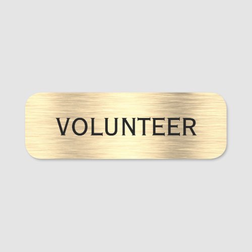 Elegant Volunteer Black And Gold Name Tag