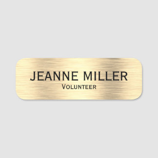 Elegant Volunteer Black And Gold Name Tag