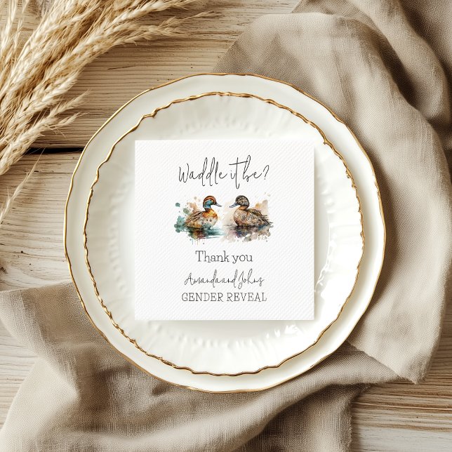 Elegant Waddle It Be Duck Gender Reveal Decor Napkins (Creator Uploaded)
